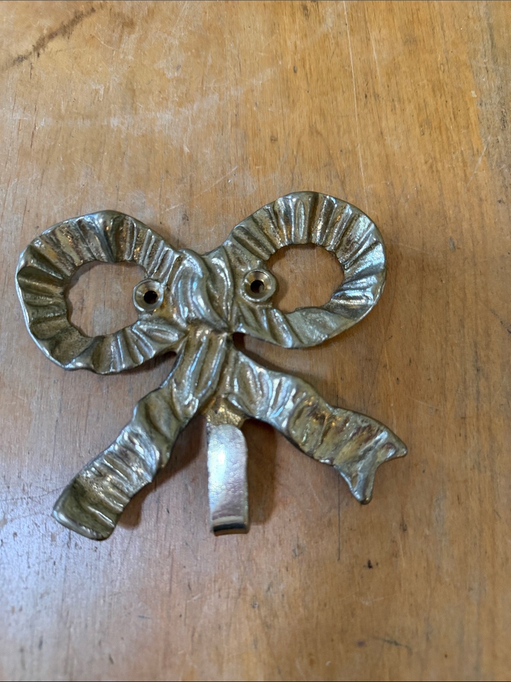 Brass Bow Wall Hook - Decorative Ribbon Hook for Home 4inch